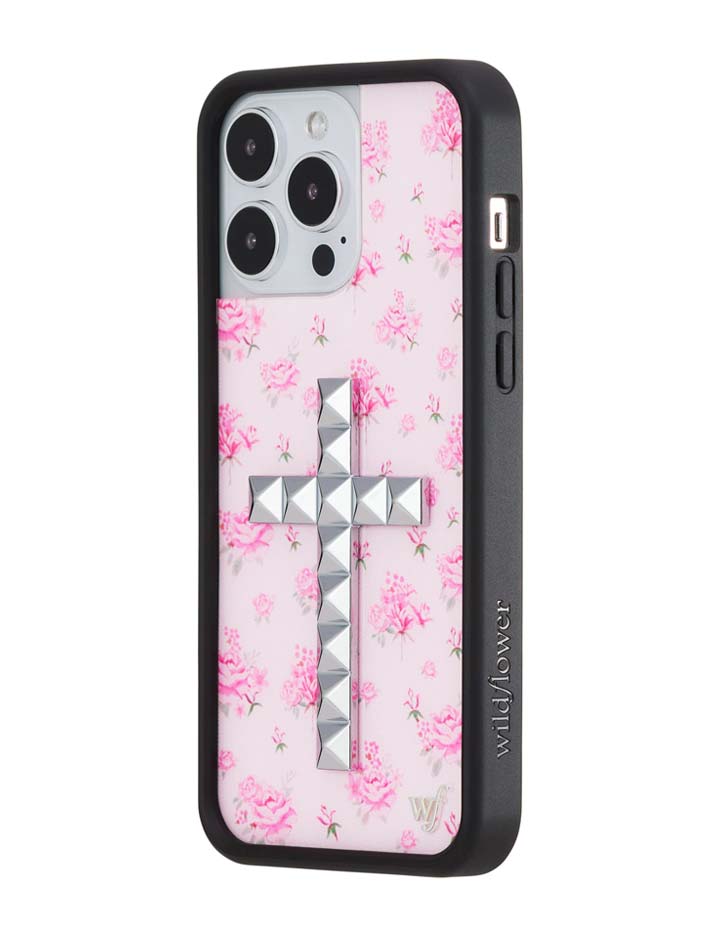 Wildflower iPhone case 14 Pro Max Stud Cross Forget Me Not Floral Pink Cute