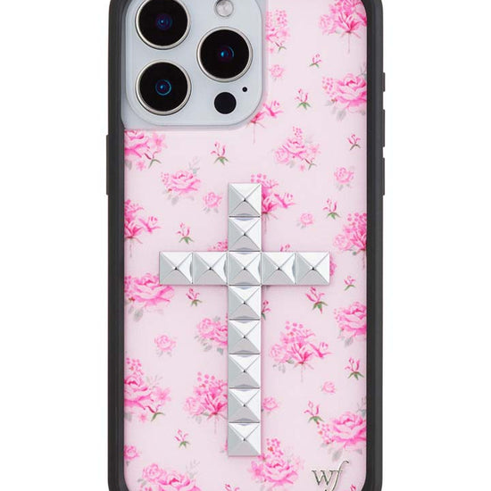 Wildflower iPhone case 15 Pro Max Stud Cross Forget Me Not Floral Pink Cute