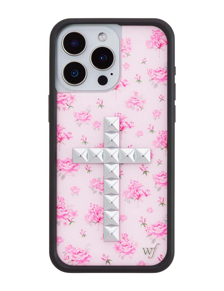 Stud Cross Forget Me Not Floral | Pink iPhone 17 Pro Max Case