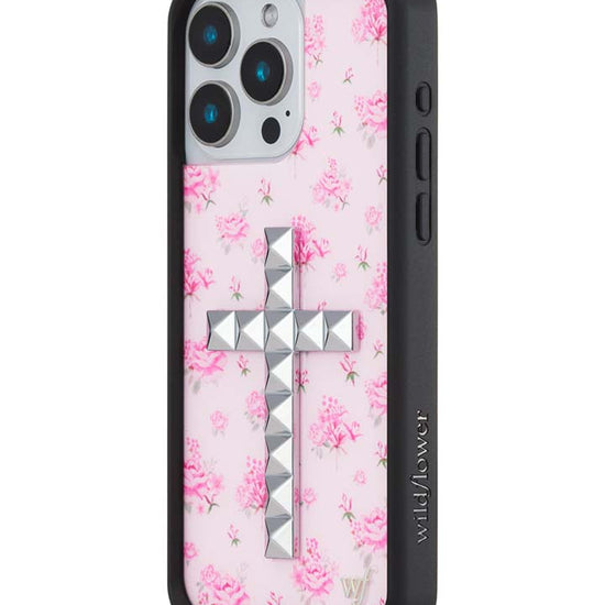 Wildflower iPhone case 15 Pro Max Stud Cross Forget Me Not Floral Pink Cute