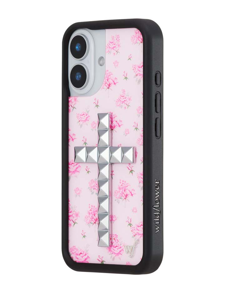 Wildflower iPhone case 16 Stud Cross Forget Me Not Floral Pink Cute
