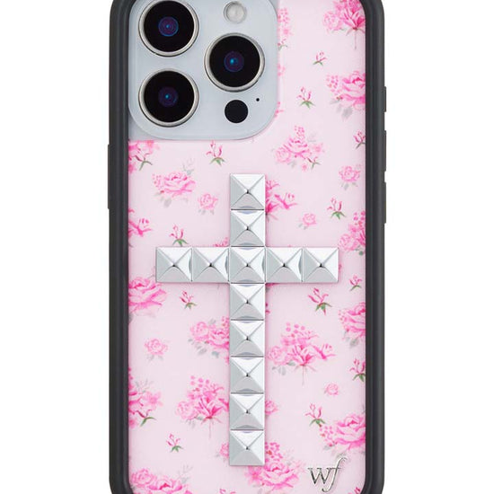 Wildflower iPhone case 16 Pro Stud Cross Forget Me Not Floral Pink Cute