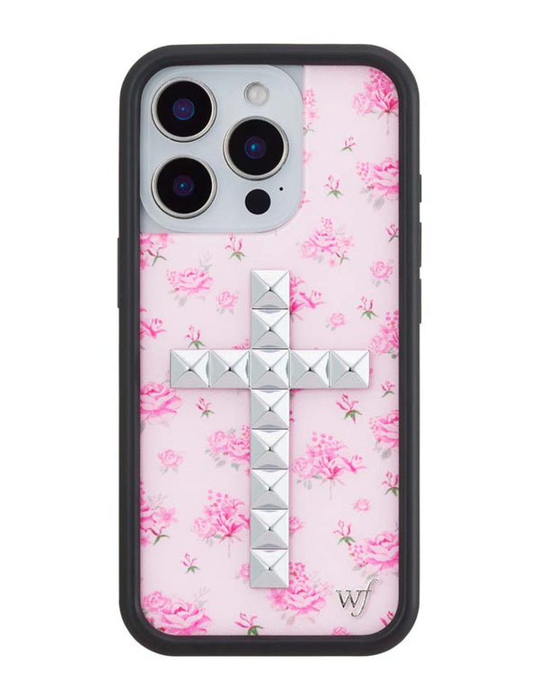 Wildflower iPhone case 16 Pro Stud Cross Forget Me Not Floral Pink Cute