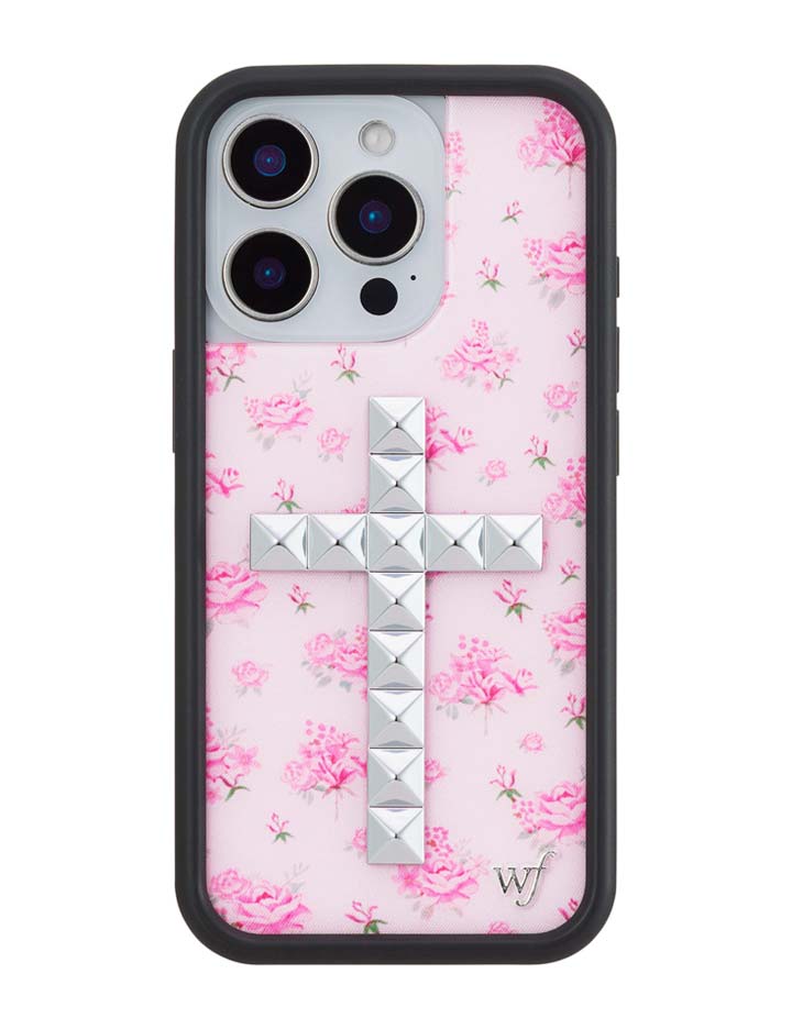 Stud Cross Forget Me Not Floral | Pink iPhone 17 Pro Max Case