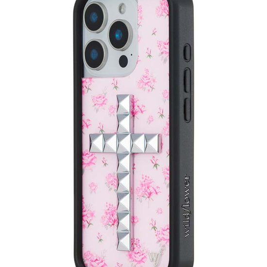 Wildflower iPhone case 16 Pro Stud Cross Forget Me Not Floral Pink Cute