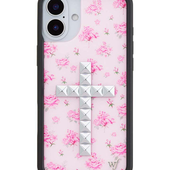 Wildflower iPhone case 16 Plus Stud Cross Forget Me Not Floral Pink Cute