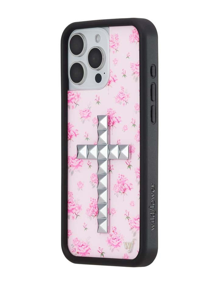 Wildflower iPhone case 16 Pro Max Stud Cross Forget Me Not Floral Pink Cute