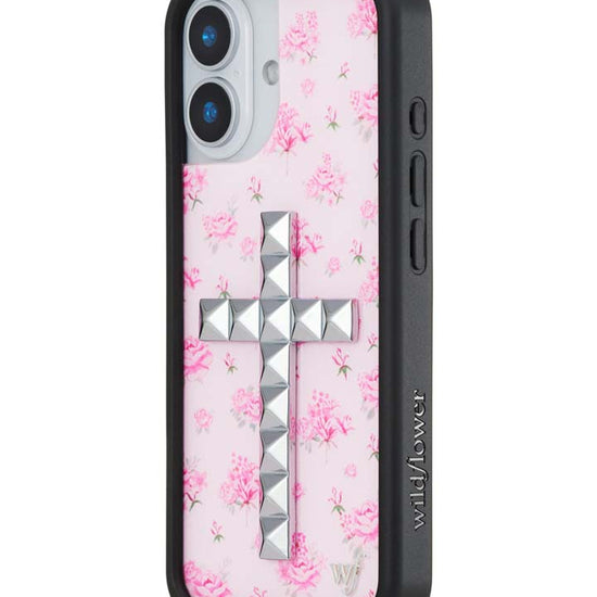 Wildflower iPhone case 17 Stud Cross Forget Me Not Floral Pink Cute