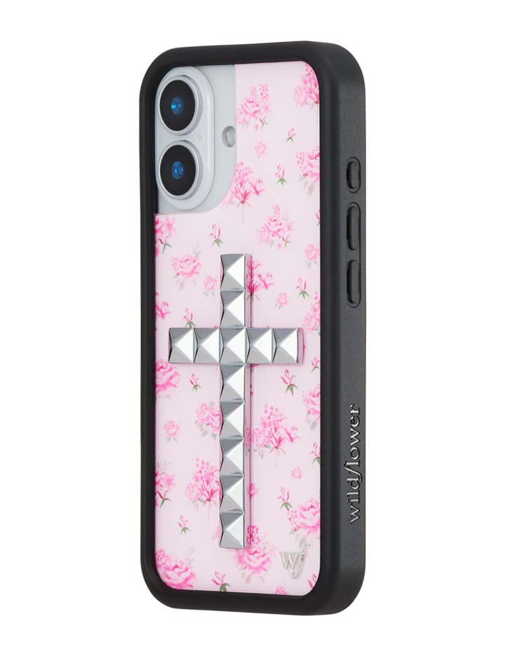 Wildflower iPhone case 17 Stud Cross Forget Me Not Floral Pink Cute
