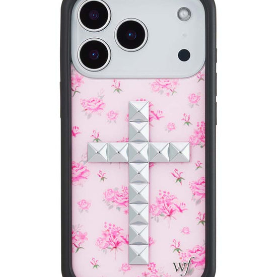 Wildflower iPhone case 18 Pro Stud Cross Forget Me Not Floral Pink Cute
