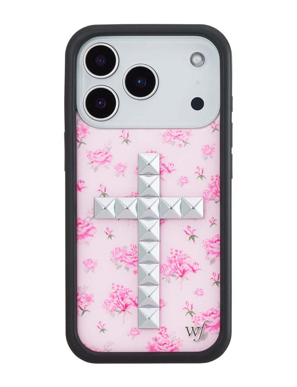 Wildflower iPhone case 18 Pro Stud Cross Forget Me Not Floral Pink Cute