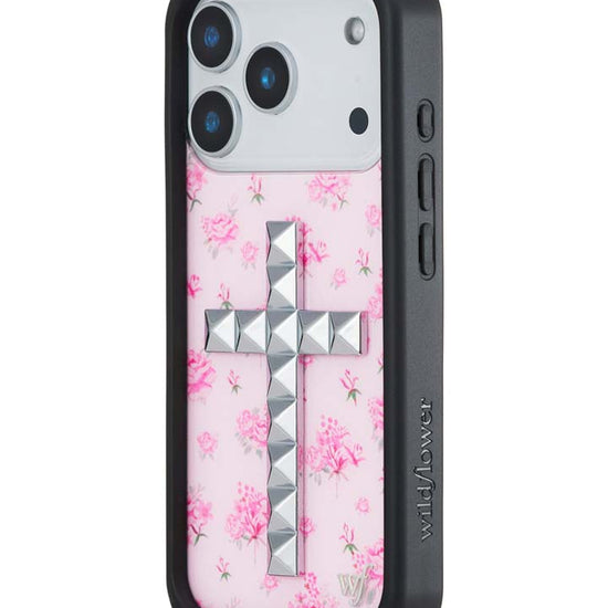 Wildflower iPhone case 18 Pro Stud Cross Forget Me Not Floral Pink Cute