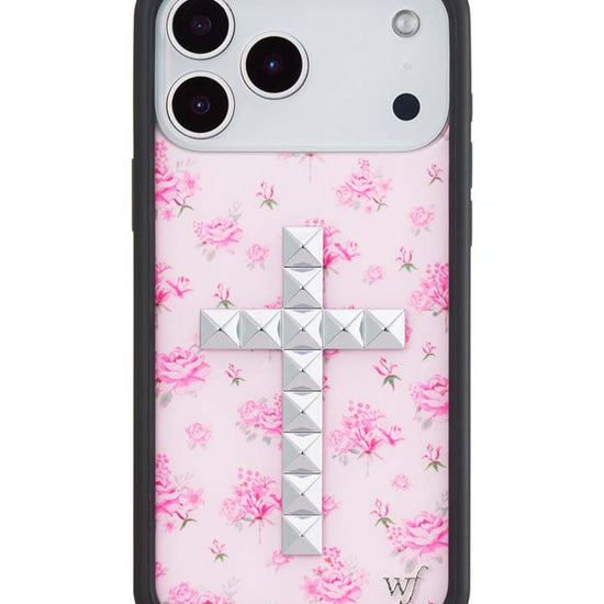 Wildflower iPhone case 18 Pro Max Stud Cross Forget Me Not Floral Pink Cute