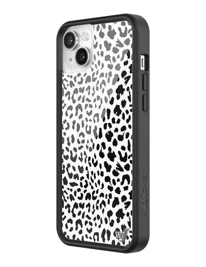 Wildflower iPhone case 14 Plus Snow Meow Leopard White Cute