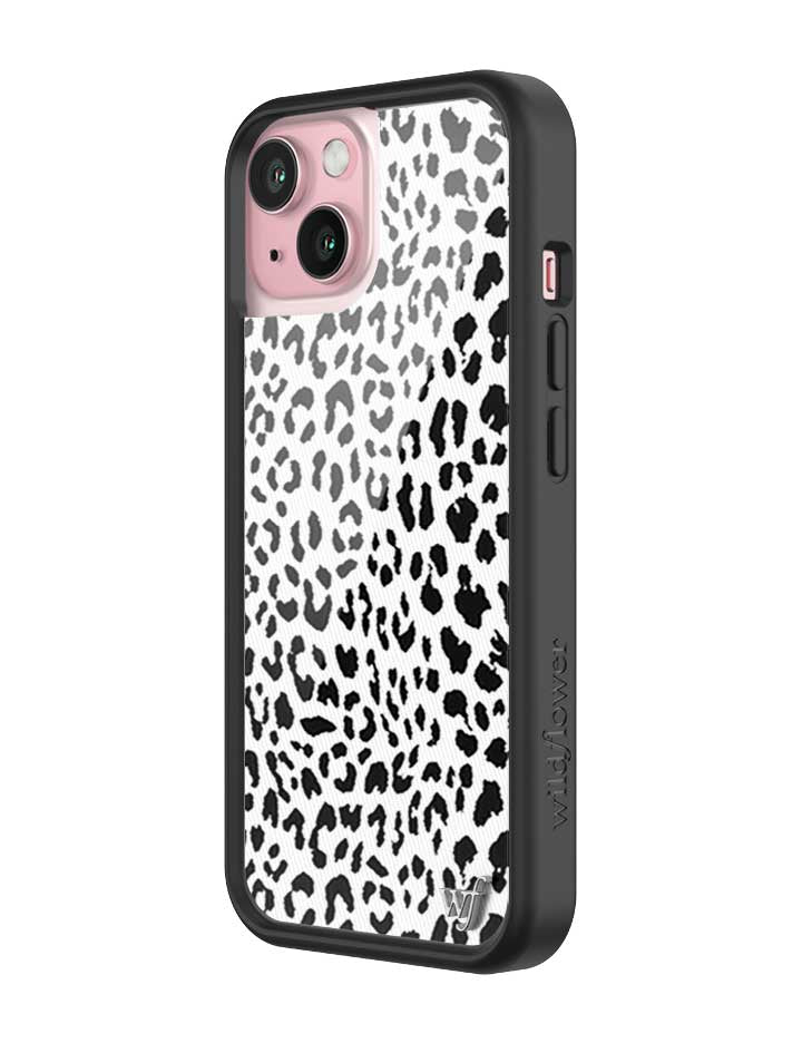 Wildflower iPhone case 15 Snow Meow Leopard White Cute