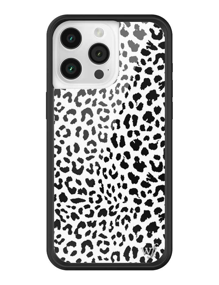 Wildflower iPhone case 15 Pro Max Snow Meow Leopard White Cute