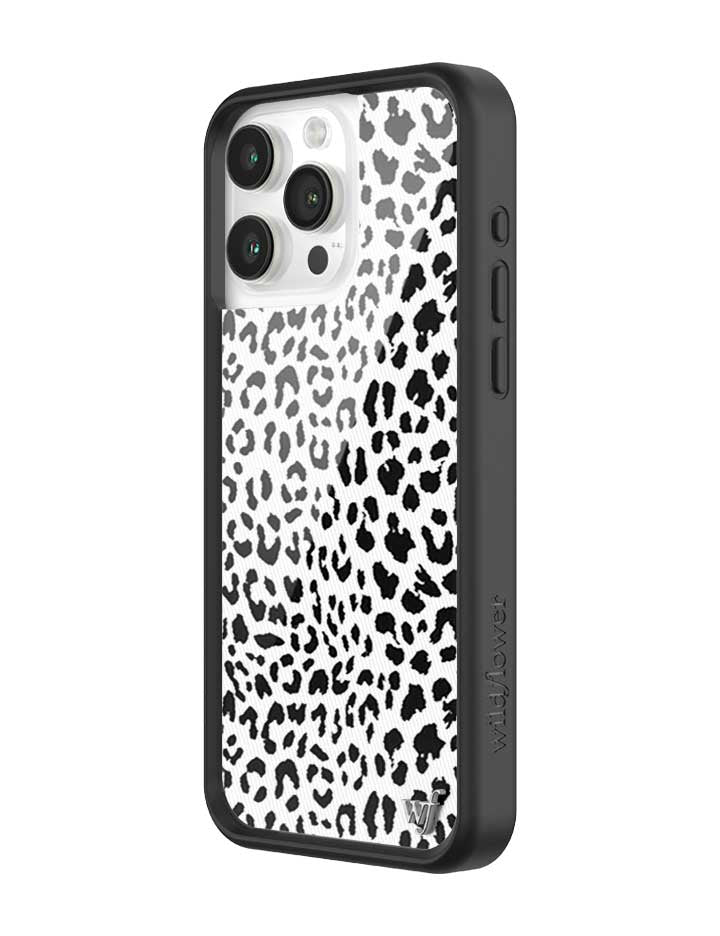 Wildflower iPhone case 15 Pro Max Snow Meow Leopard White Cute