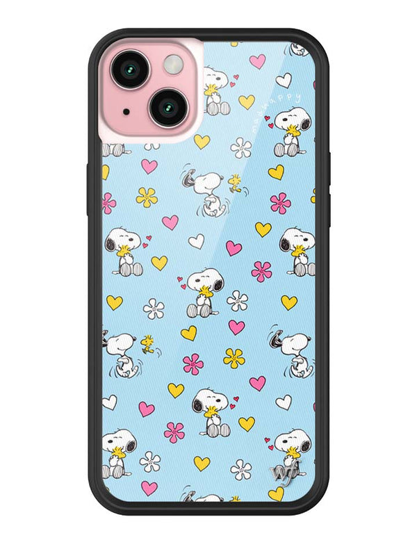 Wildflower iPhone case 15 Plus Madhappy x Peanuts Collab Blue Cute