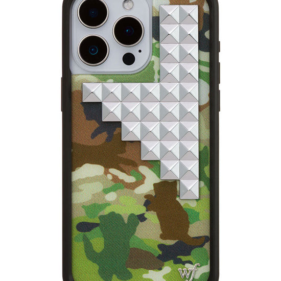 Wildflower iPhone case 15 Pro Max Cat Camo Stud Cute