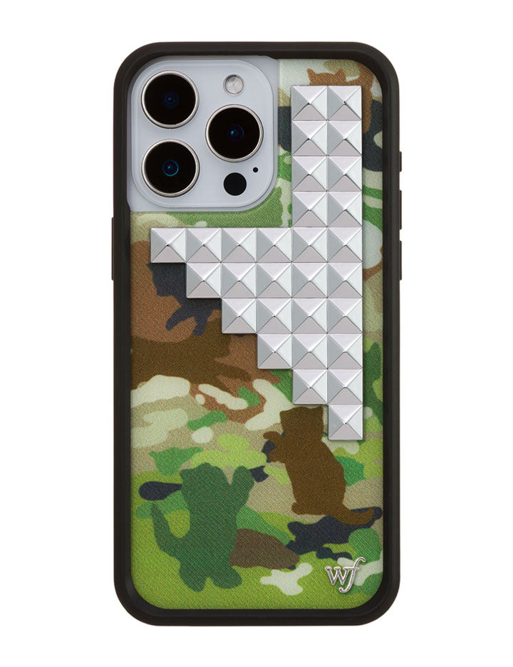 Wildflower iPhone case 15 Pro Max Cat Camo Stud Cute