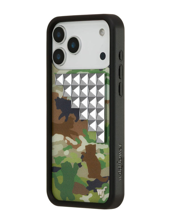 Wildflower iPhone case 17 Pro Max Cat Camo Stud Cute