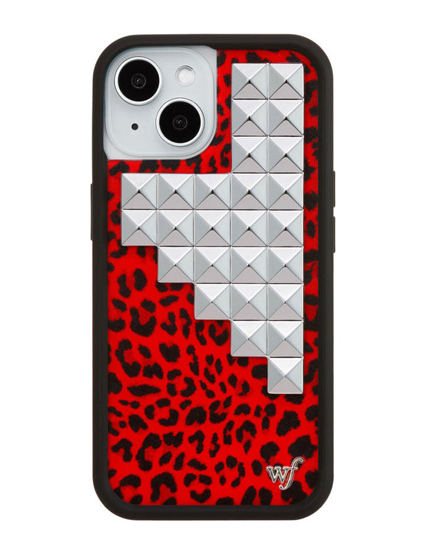 Wildflower iPhone case 15 Red Meow Stud Cute