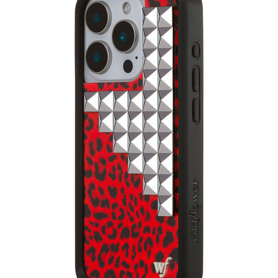 Wildflower iPhone case 15 Pro Red Meow Stud Cute