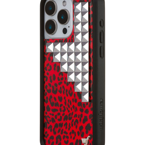 Wildflower iPhone case 15 Pro Max Red Meow Stud Cute