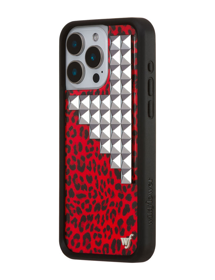 Wildflower iPhone case 15 Pro Max Red Meow Stud Cute