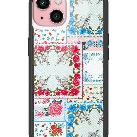 Wildflower iPhone case 15 Sweetheart Patchwork Blue Cute