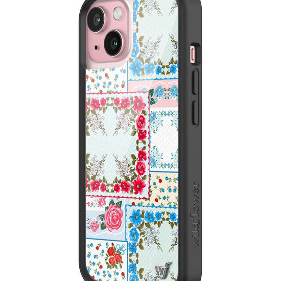 Wildflower iPhone case 15 Sweetheart Patchwork Blue Cute