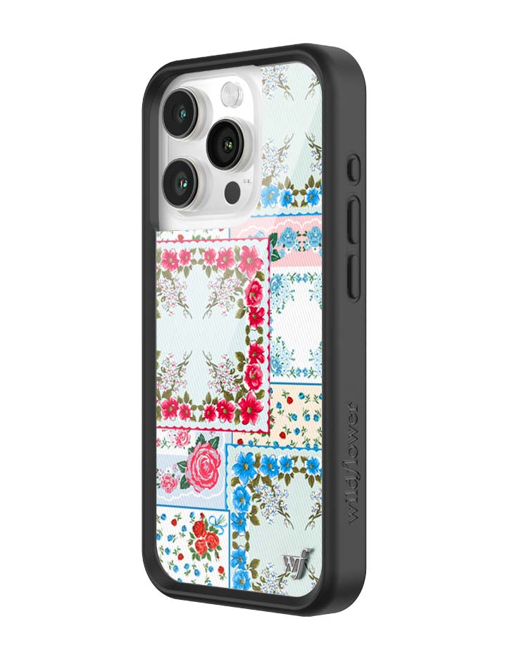 Wildflower iPhone case 15 Pro Sweetheart Patchwork Blue Cute