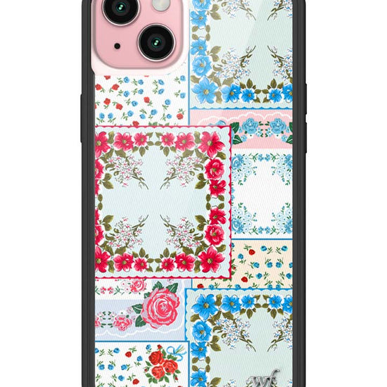 Wildflower iPhone case 15 Plus Sweetheart Patchwork Blue Cute
