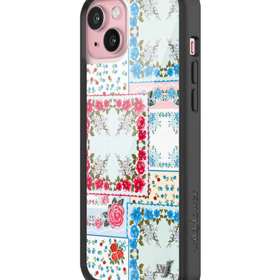 Wildflower iPhone case 15 Plus Sweetheart Patchwork Blue Cute