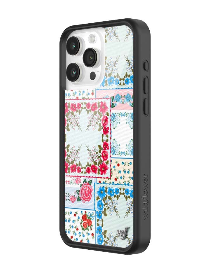 Wildflower iPhone case 15 Pro Max Sweetheart Patchwork Blue Cute