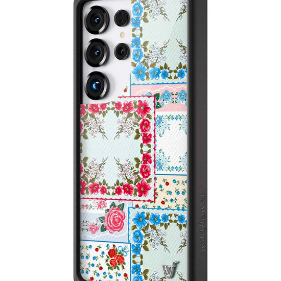 Wildflower Galaxy S25 case Ultra Sweetheart Patchwork Blue Cute