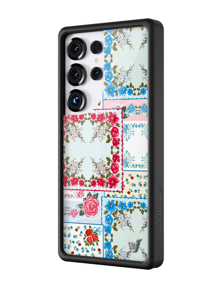 Wildflower Galaxy S25 case Ultra Sweetheart Patchwork Blue Cute