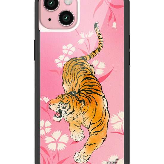 Wildflower iPhone case 15 Plus Tiger Blossom Orange Cute