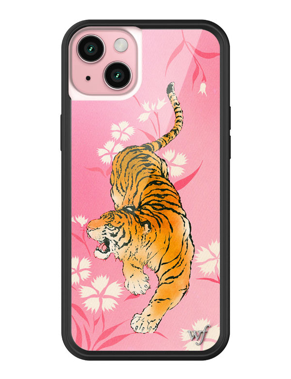 Wildflower iPhone case 15 Plus Tiger Blossom Orange Cute