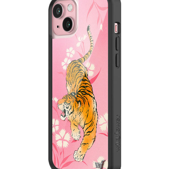 Wildflower iPhone case 15 Plus Tiger Blossom Orange Cute