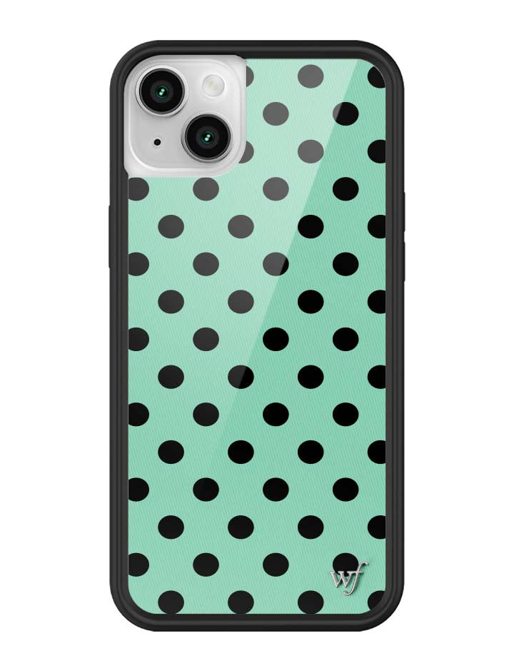 Wildflower iPhone case 14 Polka Dot Turquoise Black Cute