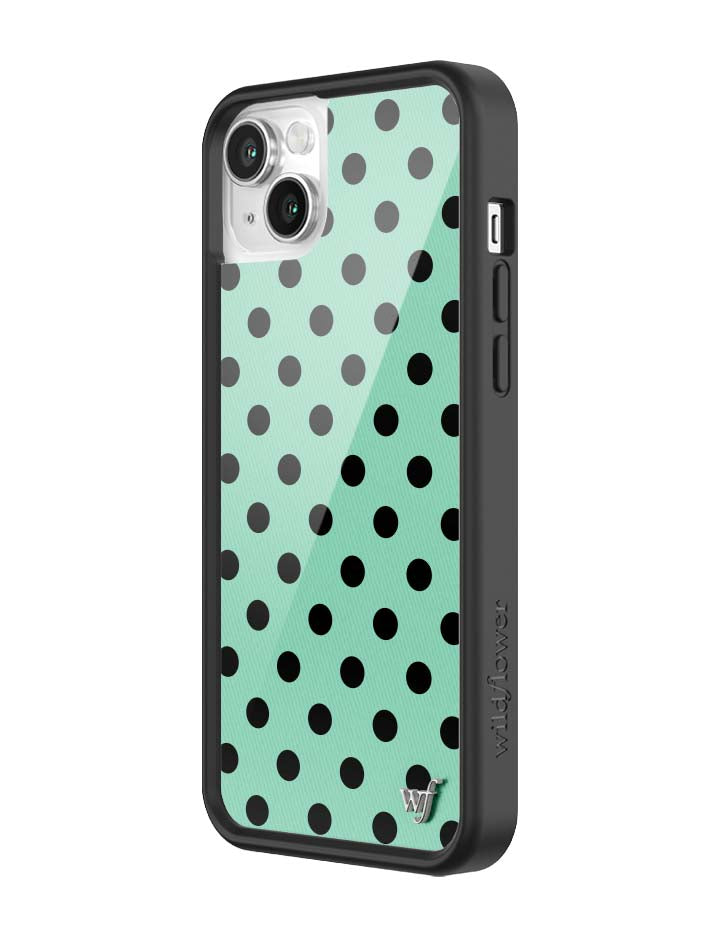 Wildflower iPhone case 14 Polka Dot Turquoise Black Cute