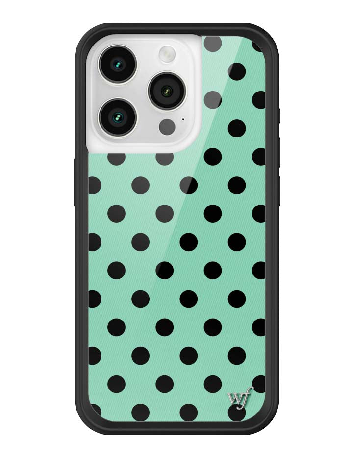 Wildflower iPhone case 15 Pro Polka Dot Turquoise Black Cute