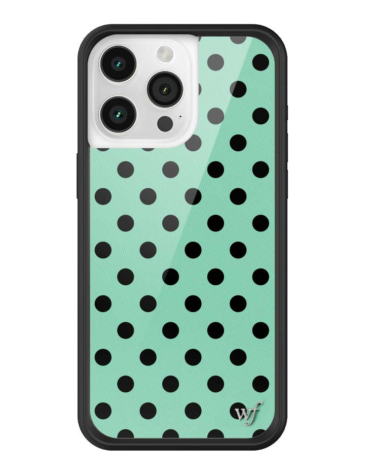Wildflower iPhone case 15 Pro Max Polka Dot Turquoise Black Cute