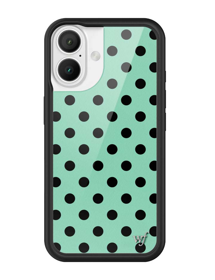 Wildflower iPhone case 16 Polka Dot Turquoise Black Cute