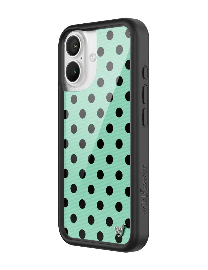 Wildflower iPhone case 16 Polka Dot Turquoise Black Cute