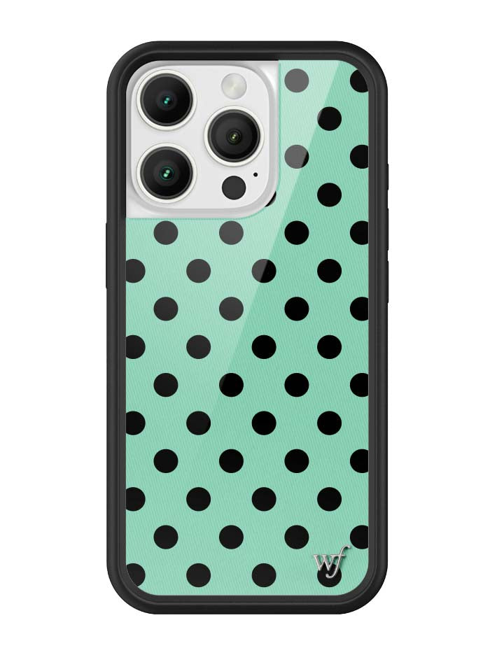 Wildflower iPhone case 16 Pro Polka Dot Turquoise Black Cute