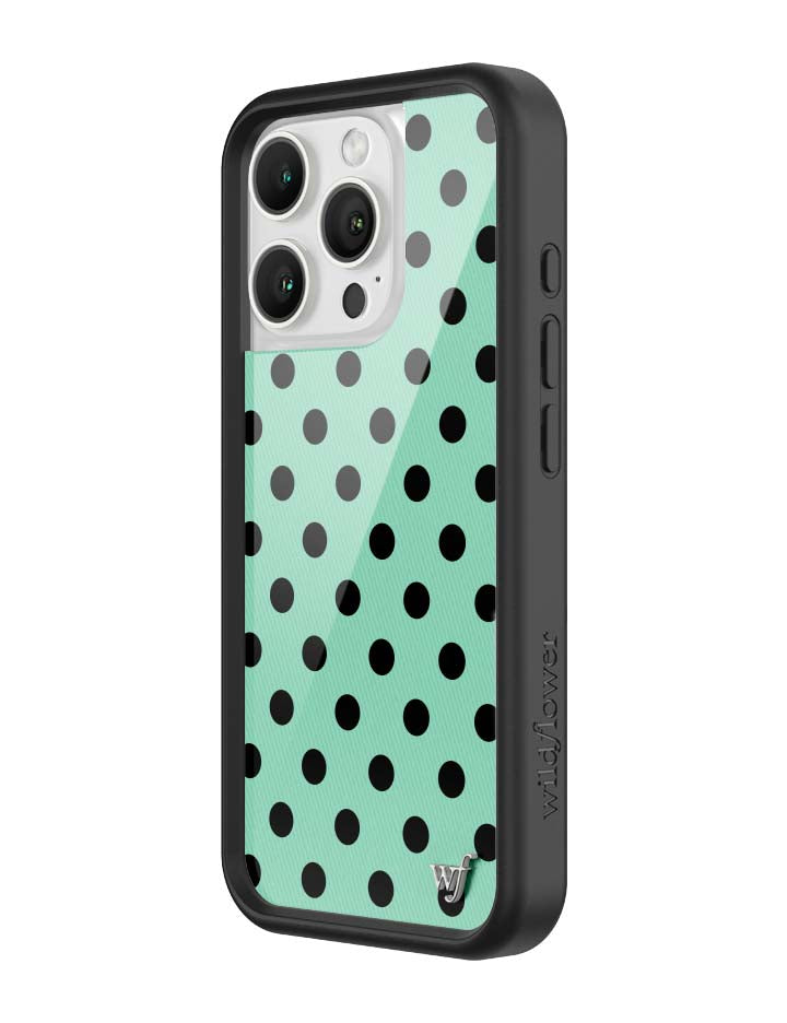 Wildflower iPhone case 16 Pro Polka Dot Turquoise Black Cute