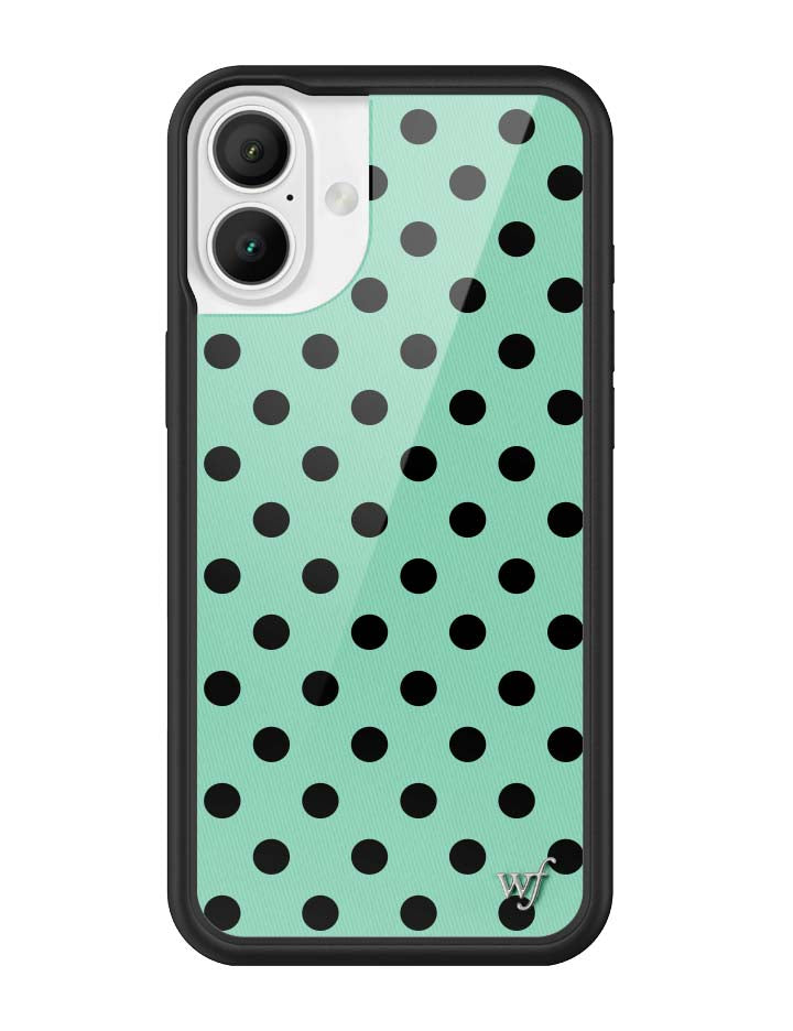 Wildflower iPhone case 16 Plus Polka Dot Turquoise Black Cute