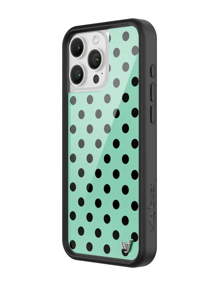 Wildflower iPhone case 16 Pro Max Polka Dot Turquoise Black Cute